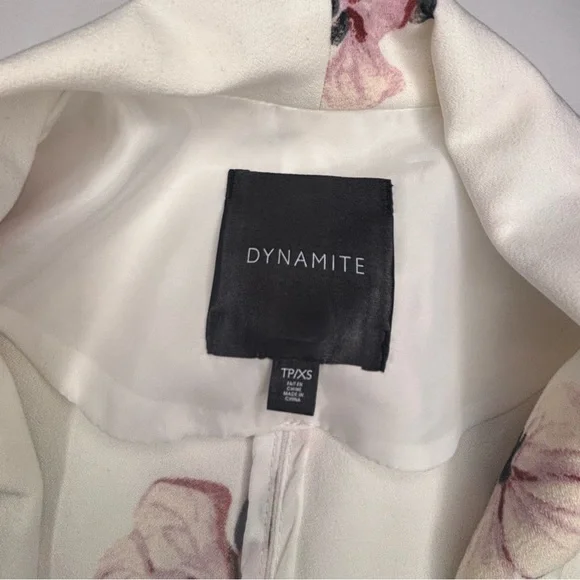 Dynamite White Blazer with Pink Floral Accents - Picture 3 of 5